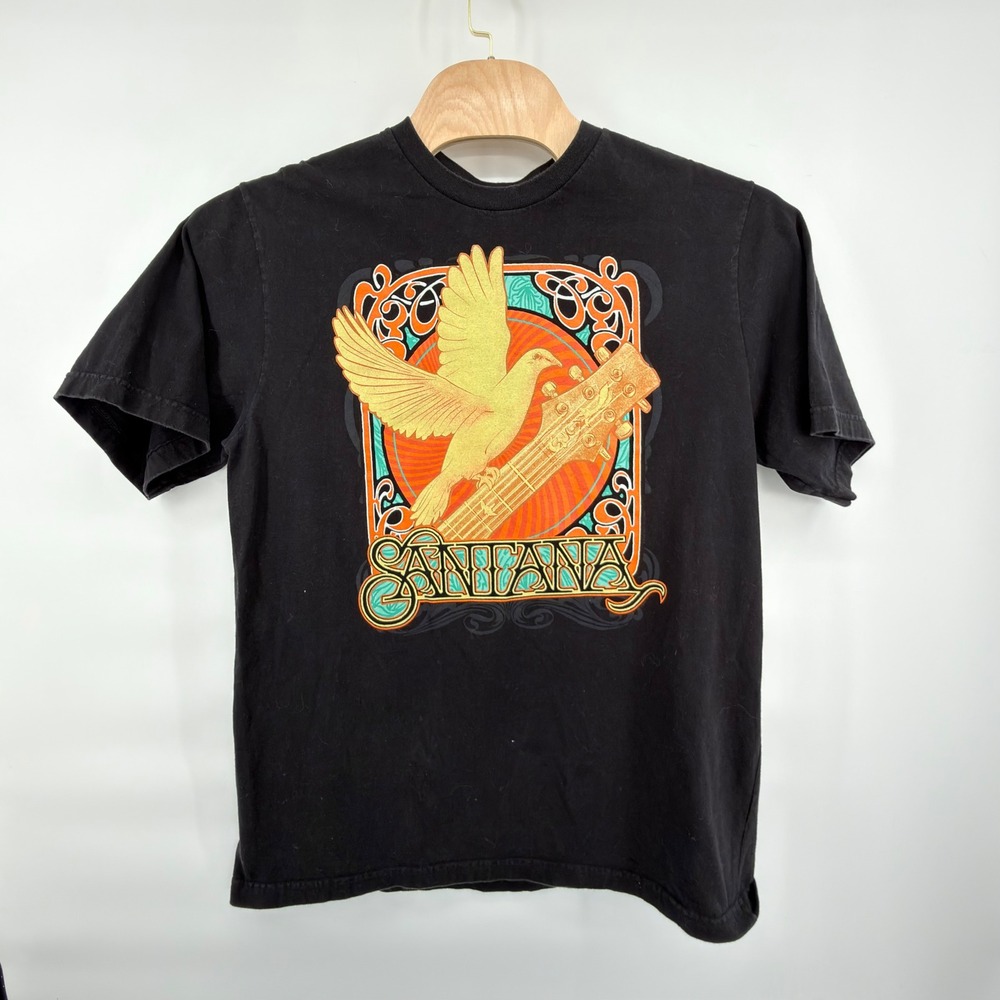 Santana Graphic T-Shirt Mens XLT Black Gold Orange Teal Rock Band Tee 2010